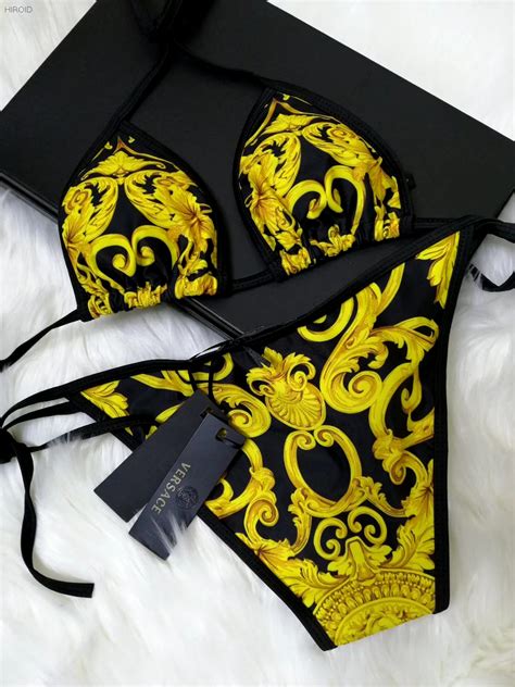 versace swimwear hibiscus|versace bikini tops.